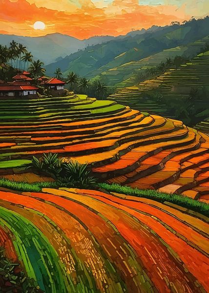 Bali Rice Terrace Sunrise by MIROKKU