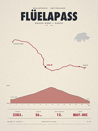Flüelapass mountain pass map, Switzerland by Sidney van den Boogaard