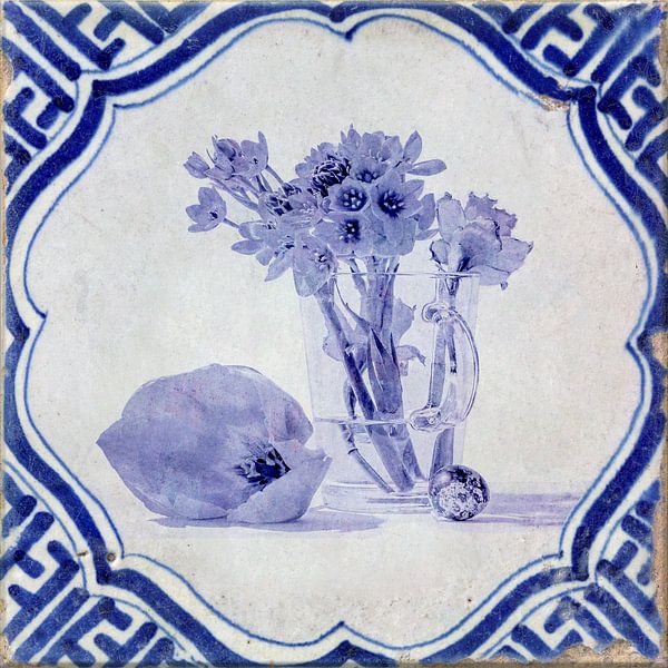 Carreau de fleurs bleu de Delft par Sander van Laar