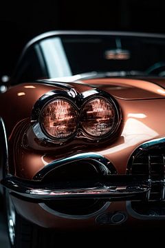 Klassieke oldtimer met chromen details van Poster Art Shop