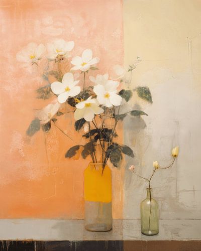 Stillleben von zwei Vasen mit Blumen