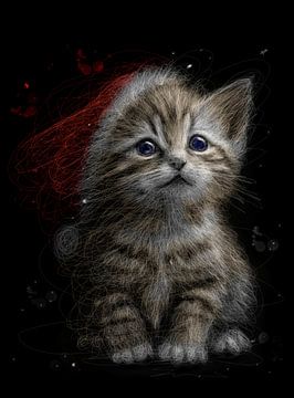 Kerstmuts schattige kat van Denny Constantine