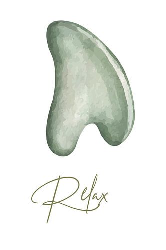 Relax – Groene Aquarel Steen | Rustgevende Minimalistische Wanddecoratie