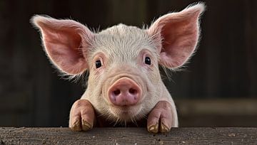 Close-up van een big