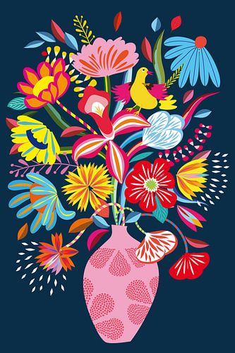 Volkskunst Bloemenvaas