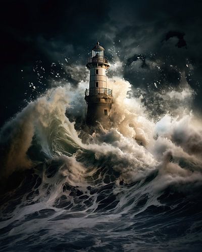 Vuurtoren in de storm