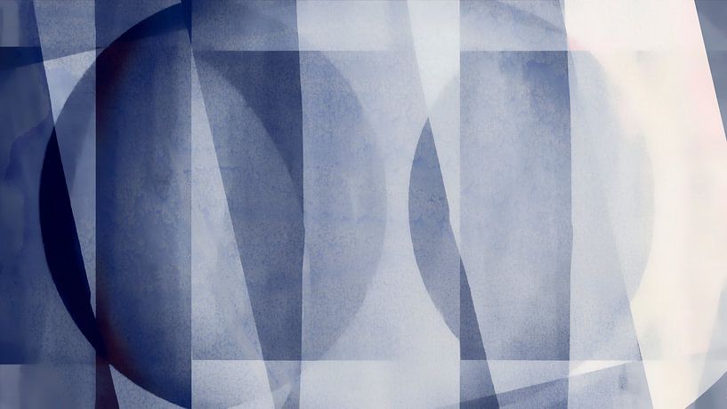 Mid Century Bauhaus Formen in aktuellen Indigo Aquarell Farben von FRESH Fine Art