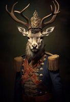 Stag as general in uniform
