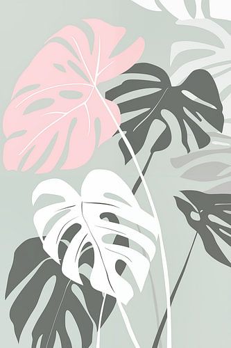 Decoratieve grijs-roze boho monstera