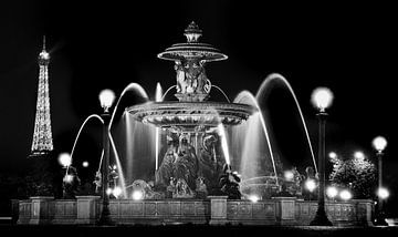 Parijs - Place de la Concorde - Eiffeltoren - zwart wit