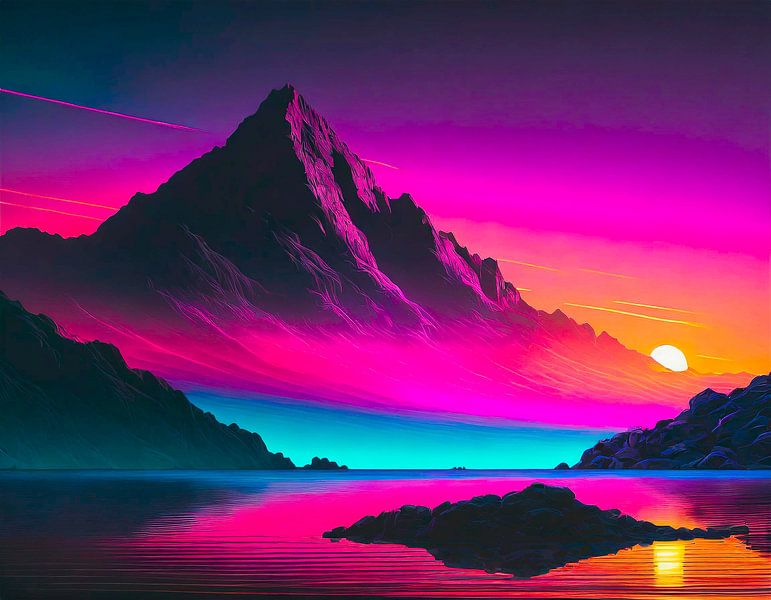Landschaft mit Neonfarben von Mustafa Kurnaz