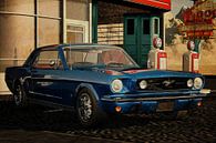 Ford Mustang 1964 GT at an old petrol station by Jan Keteleer (JanKé): A Journey Beyond the Canvas thumbnail