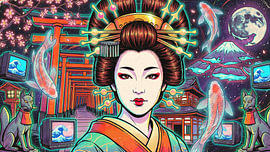 Geisha japonaise sur my pixel art
