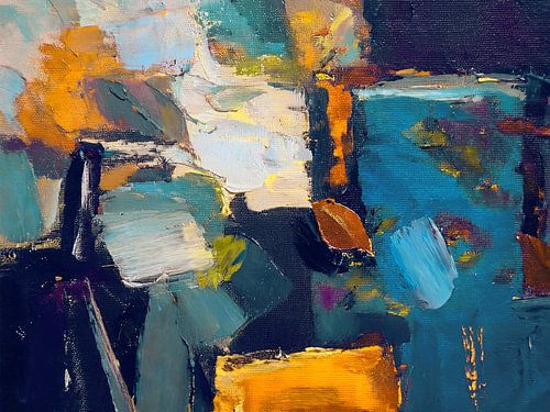 Abstract in geel en blauw