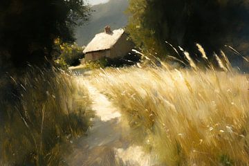 Landelijke idylle met cottage van Poster Art Shop
