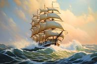 Een zeilschip in de storm van Heike Hultsch thumbnail