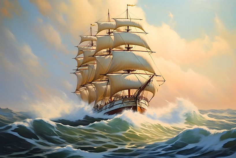Een zeilschip in de storm van Heike Hultsch