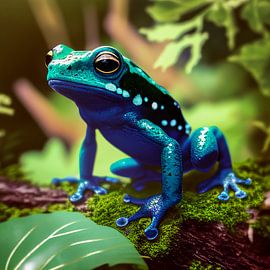 Portrait eines Blauen Pfeilgiftfrosch Illustration