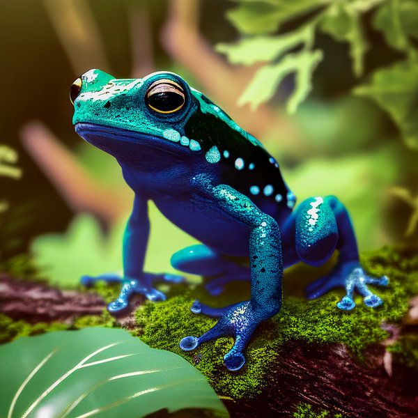 Portrait d'une grenouille bleue au venin de flèche Illustration par Animaflora PicsStock