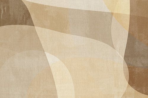 Beige en taupe abstracte vormen op linnen