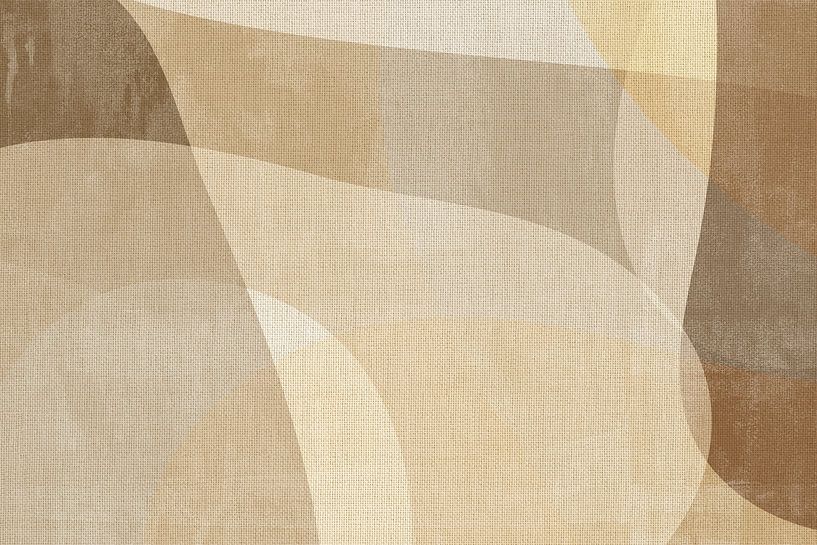 Beige and taupe abstract shapes on linen by Dina Dankers