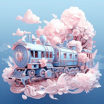 De roze trein naar het land van de verbeelding van Art Lovers