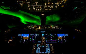 Aurora Borealis vanuit de Cockpit van Jack Swinkels