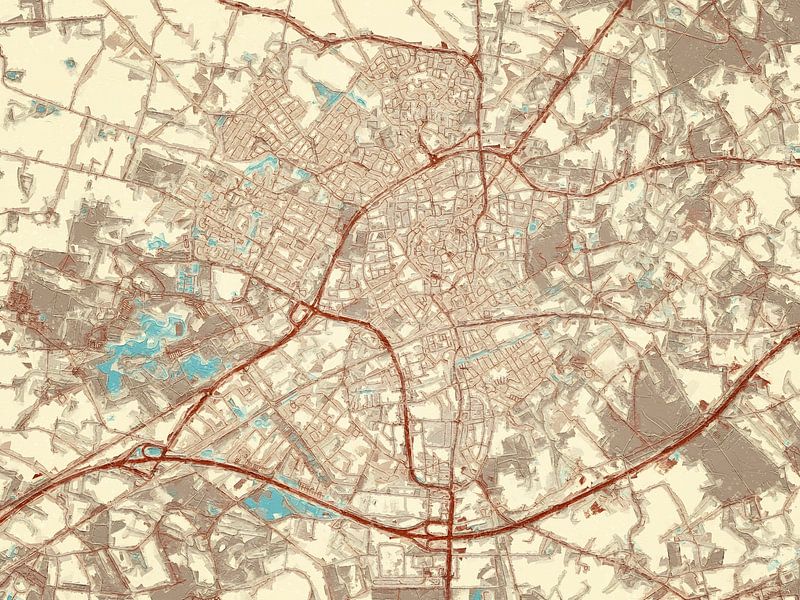 Map of Oldenzaal in the style Blue &amp; Cream by De Kaartenwinkel
