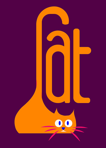 Orange Cat Animal Dark Purple Background