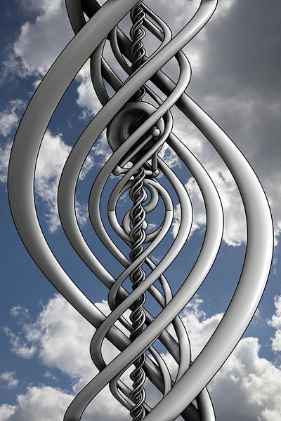 Illustration of a spiral with stacked clouds by W J Kok
