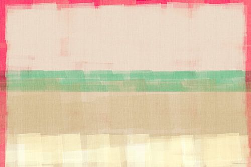 Abstract in wit, neonroze en mintgroen.