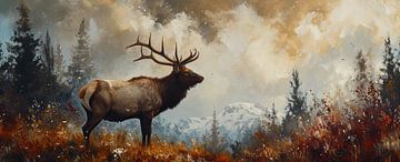 Painting Red Deer Nature by Art Whims