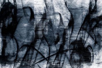 Oslo, moderne Scandinavische abstractie in grijsblauw van Mad Dog Art
