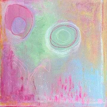 Dromerige Harmonie – serie abstracte acrylkunst in zachte pasteltinten van Femke Bender