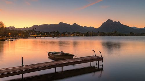 Zonsopkomst bij de Hopfensee, Beieren