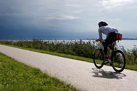 Wielrenner op de dijk by Art by Fokje