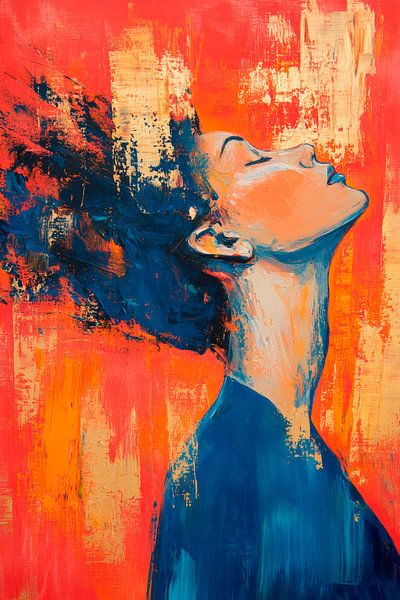 Frau mit lebhaftem Haar – Farbexplosion von Poster Art Shop