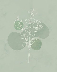Illustration minimaliste de branches d'eucalyptus sur Tanja Udelhofen