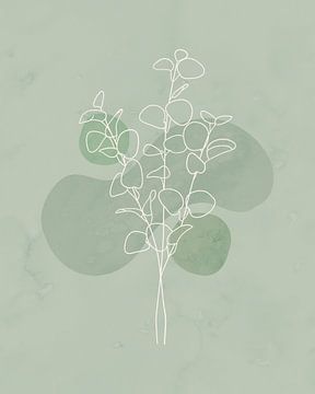 Minimalistische illustratie van eucalyptus-takken van Tanja Udelhofen
