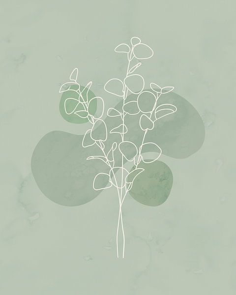 Minimalist illustration of eucalyptus branches by Tanja Udelhofen