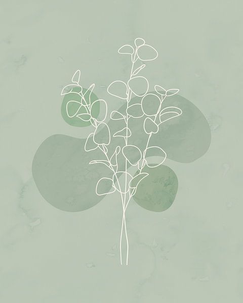 Minimalist illustration of eucalyptus branches by Tanja Udelhofen