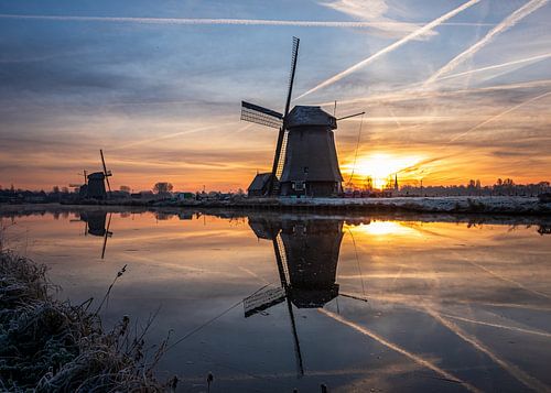 Coucher de soleil dans l'Oudorperpolder Alkmaar