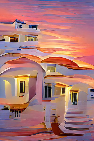 Griechisches Dorf in digitaler Kunst von Bert Nijholt