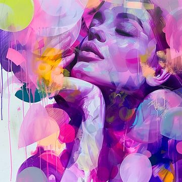 Serene Vrouw in een Explosie van Kleuren van Color Square