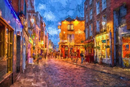 Temple Bar district in Dublin in de avond