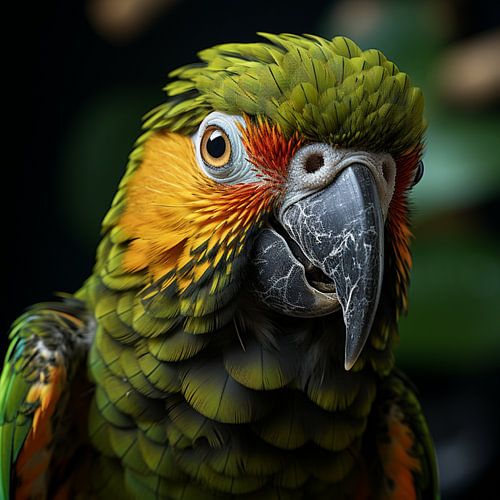 Close Up of a Colorful Macaw Parrot Face