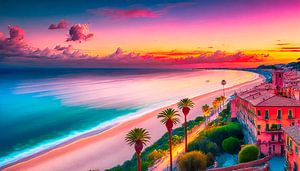 Strand in Italië met zonsondergang van Mustafa Kurnaz