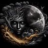 Femme mystique de la lune de la nuit sur ButterflyPix