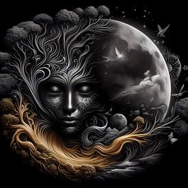 Mystieke vrouw van de maan van de nacht van ButterflyPix