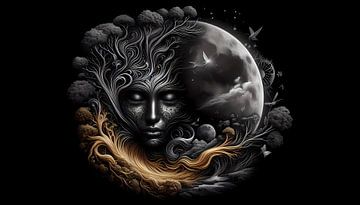 Mystical woman of the moon of the night by ButterflyPix